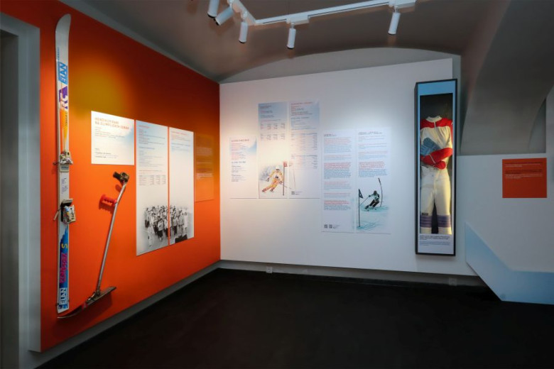 The exhibition stands in the museum. 