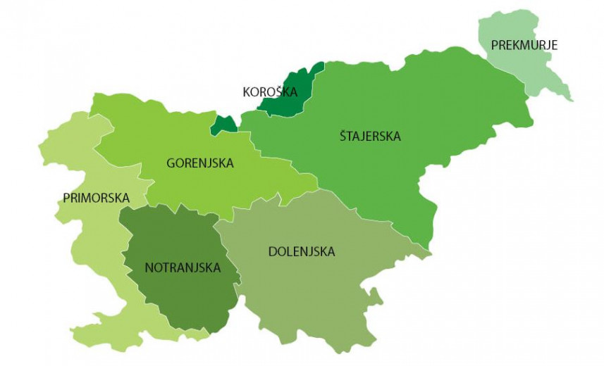 Slovenian region map