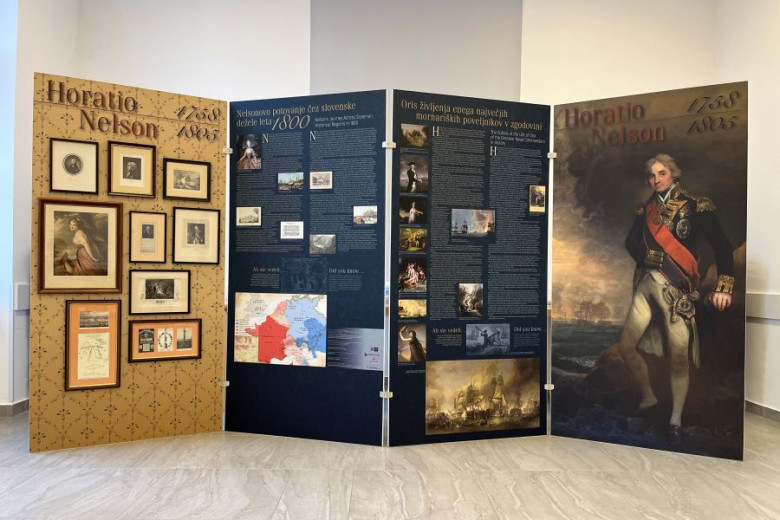 An exhibition on Nelson, set up in the lobby.