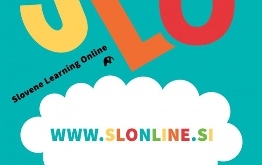 Barvita brošura, ki nagovarja k učenju slovenščine. 