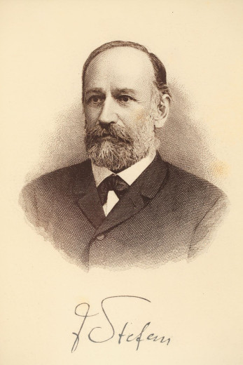 A black and white drawing of Jožef Stefan.