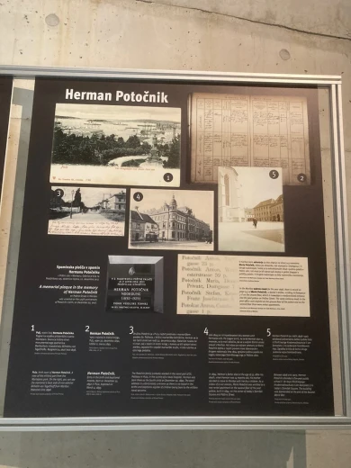 Plakat s starimi črno-belimi slikami in zapiski z naslovom Herman Potočnik.