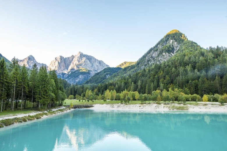 A lake with the view on the mountains 