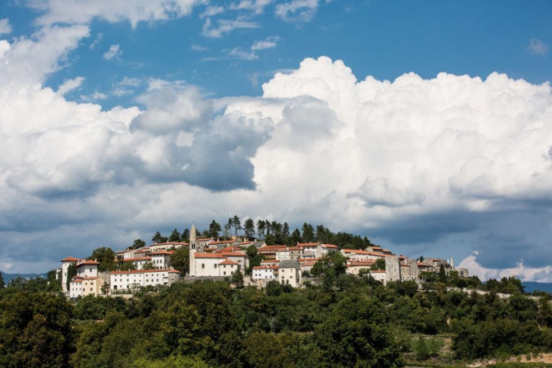 A medevial and stone village with old houses on the hill