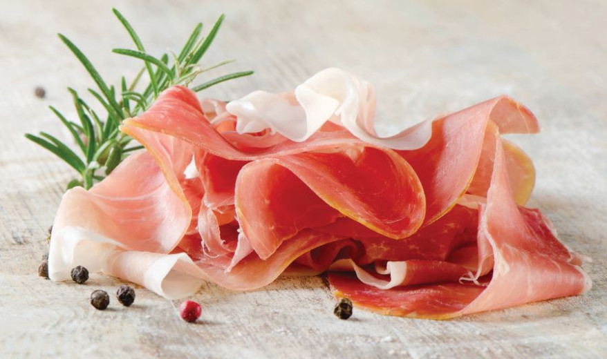 slices of prosciutto on the plate