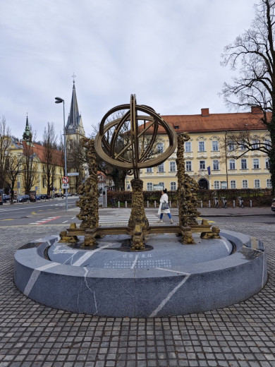 A big monument in the form of the planet