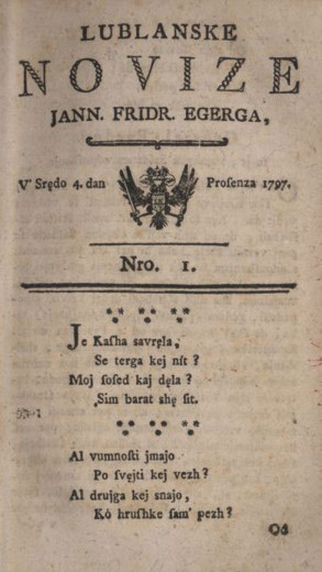 The front page of an old newspaper titled Lublanske novice.
