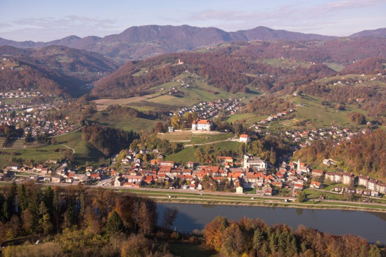 A castle on the hill with view on the town and river