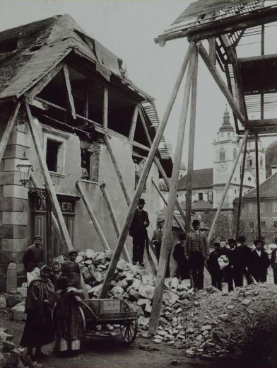 Destroyed houses in Ljubljana