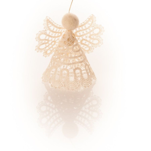 A lace in the form of little angel as decoration for christmas tree