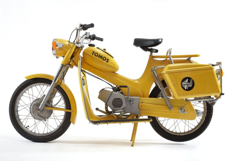 A motorcycle for delivering a post