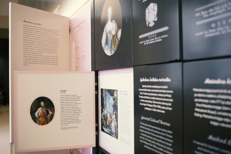 Exhibition panels in the Slovenian School Museum.
