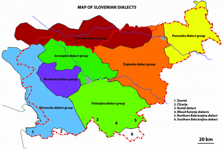Map of Slovenian dialects