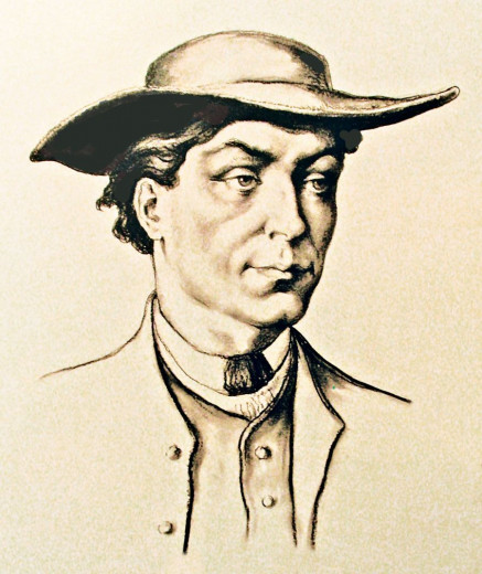A pencil portrait of Anton Janša.