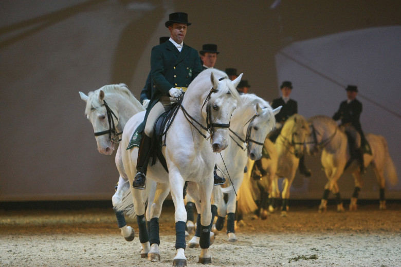 Parade of horse riders on horseback.