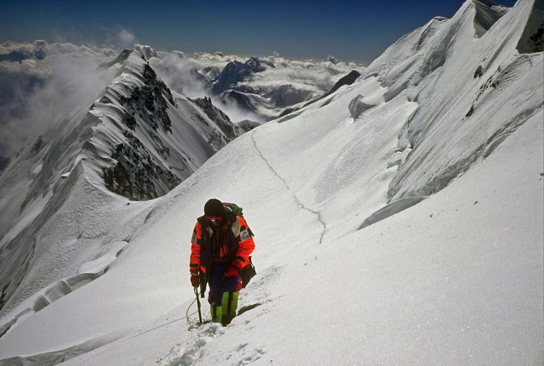 A mountaineer in the Himalayas.