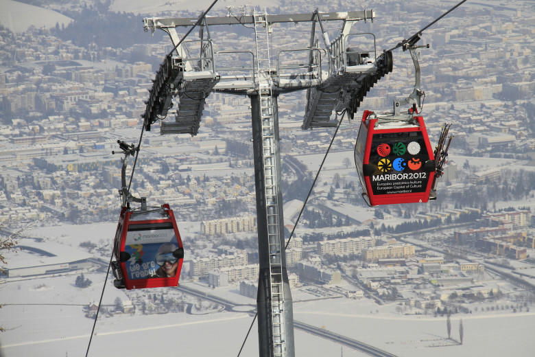 Gondola over Maribor.